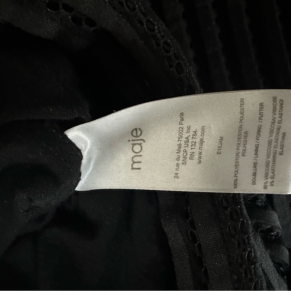 Maje Black A-Line Perforated Skirt Size 3 (S) | High Waist Circle Midi - Picture 5 of 5